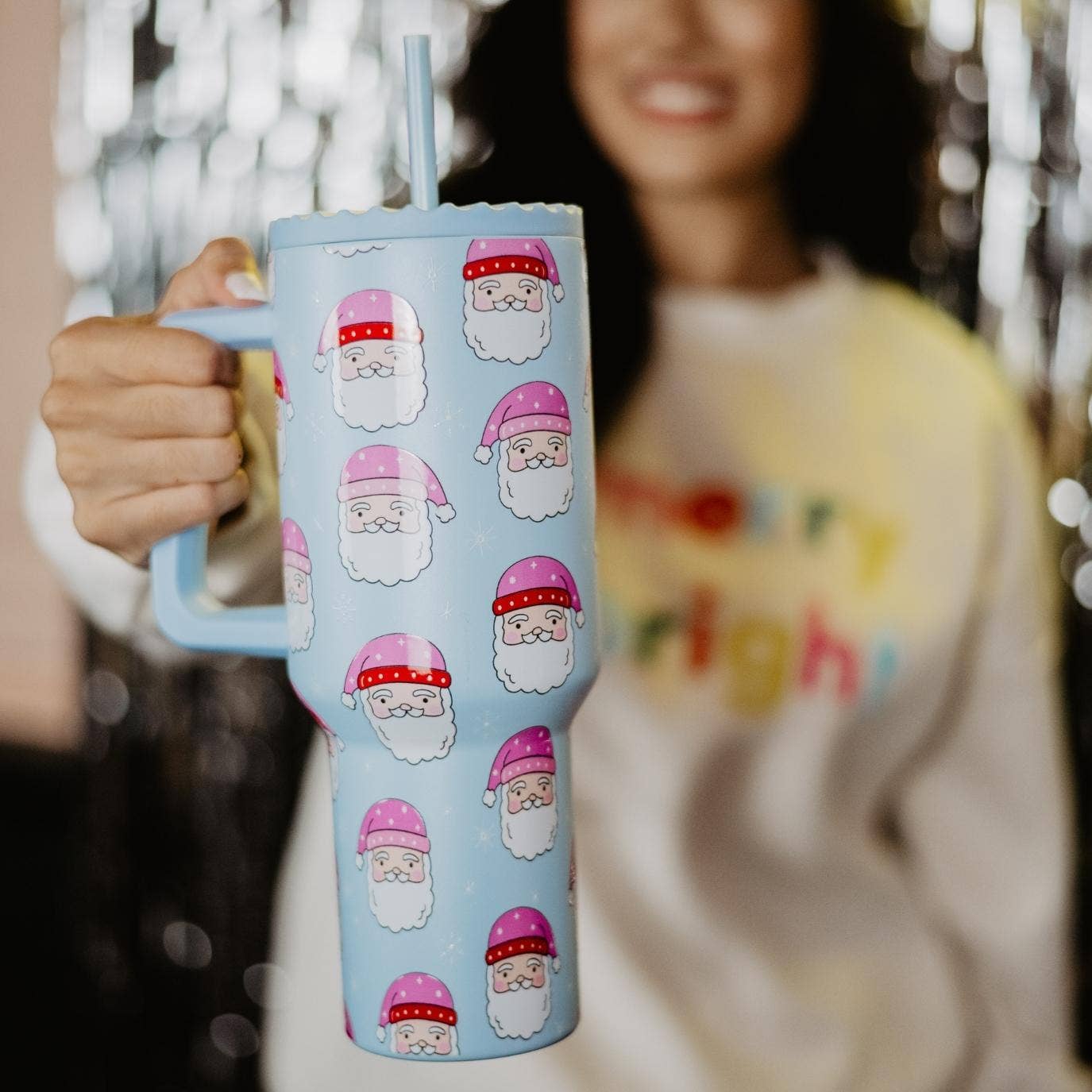 Light Blue Santa Tumbler from Ninety Nine Boutique