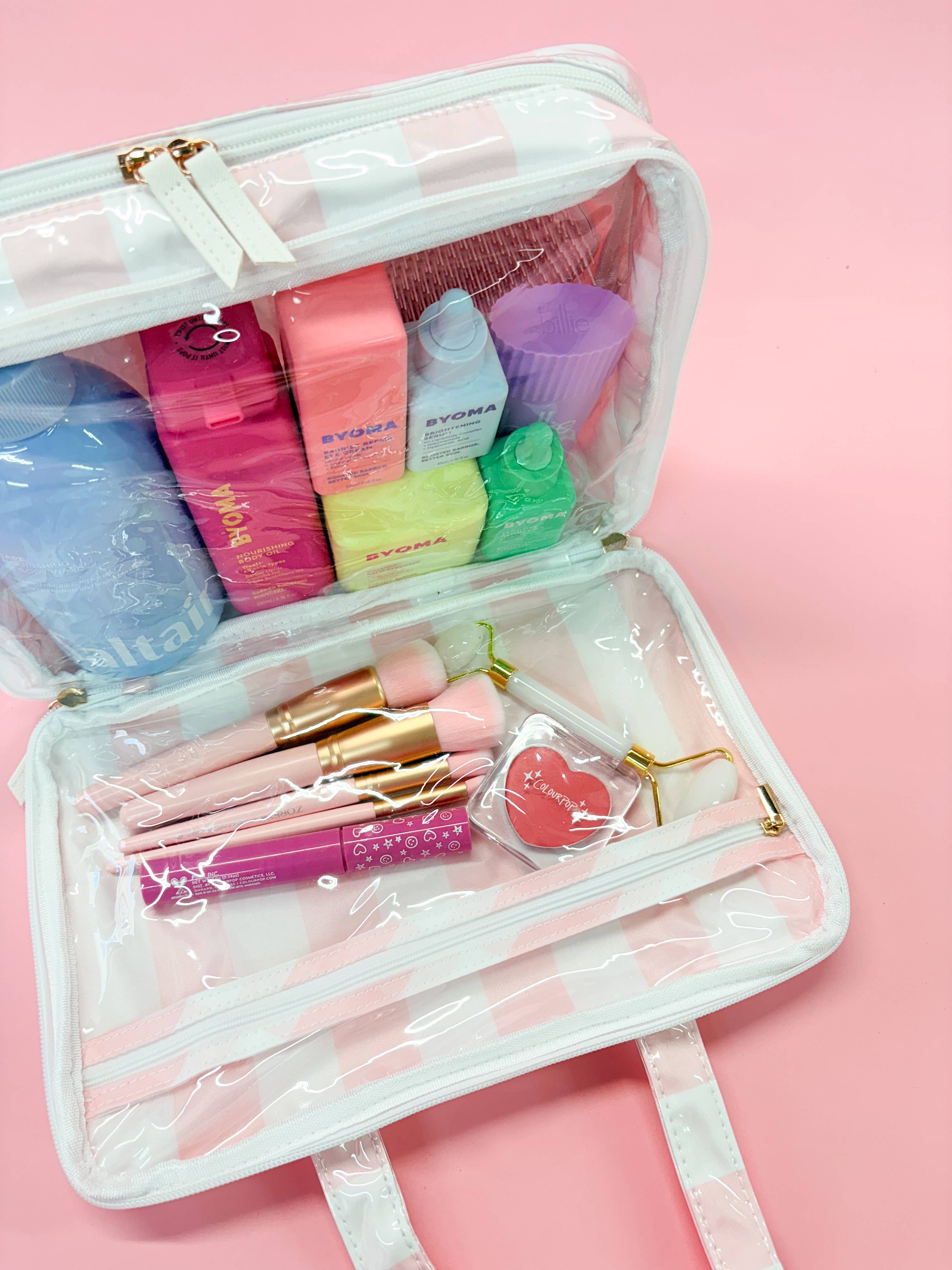Pink Colorful Stripe Travel Case