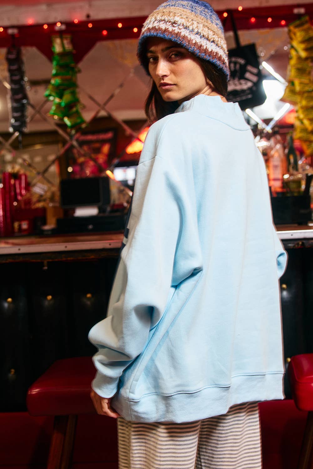 Light Blue Let It Snow Mockneck Sweatshirt