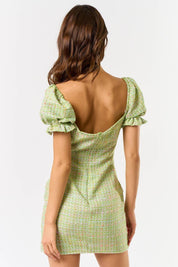 Green Square Neck Mini Dress