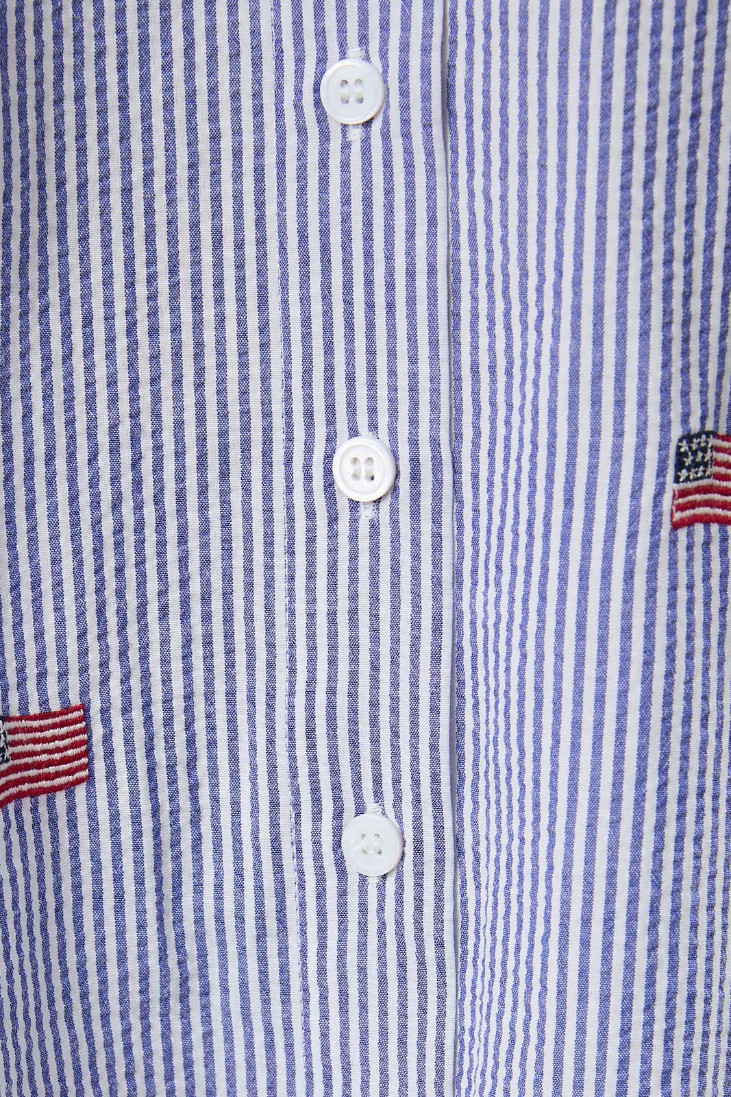 Navy & White Stripe Flag Button Down Top