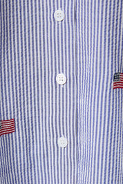 Navy & White Stripe Flag Button Down Top