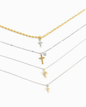 Two Tone Rope Chain Cross Necklace