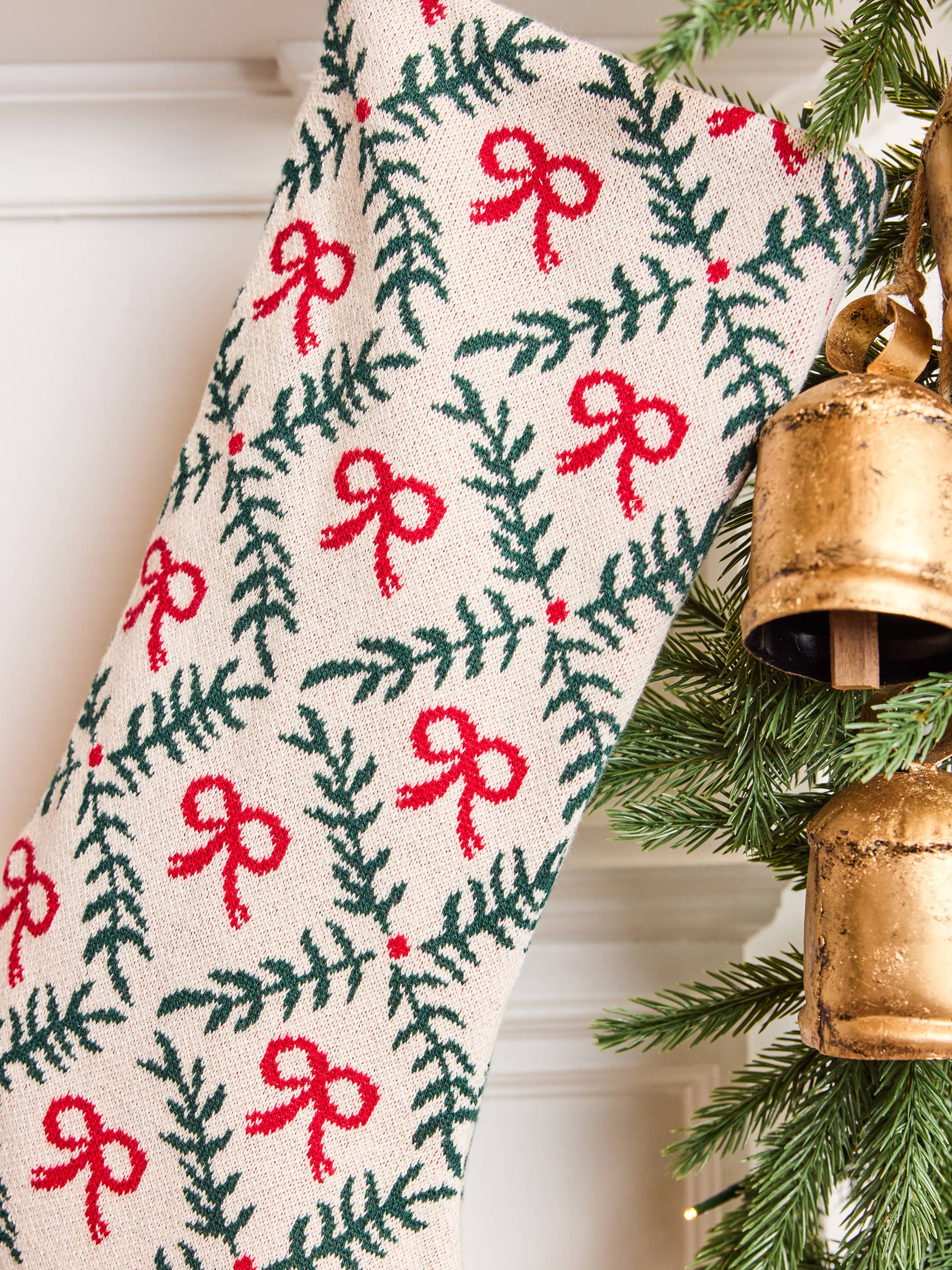 Holiday Bow Knit Stocking