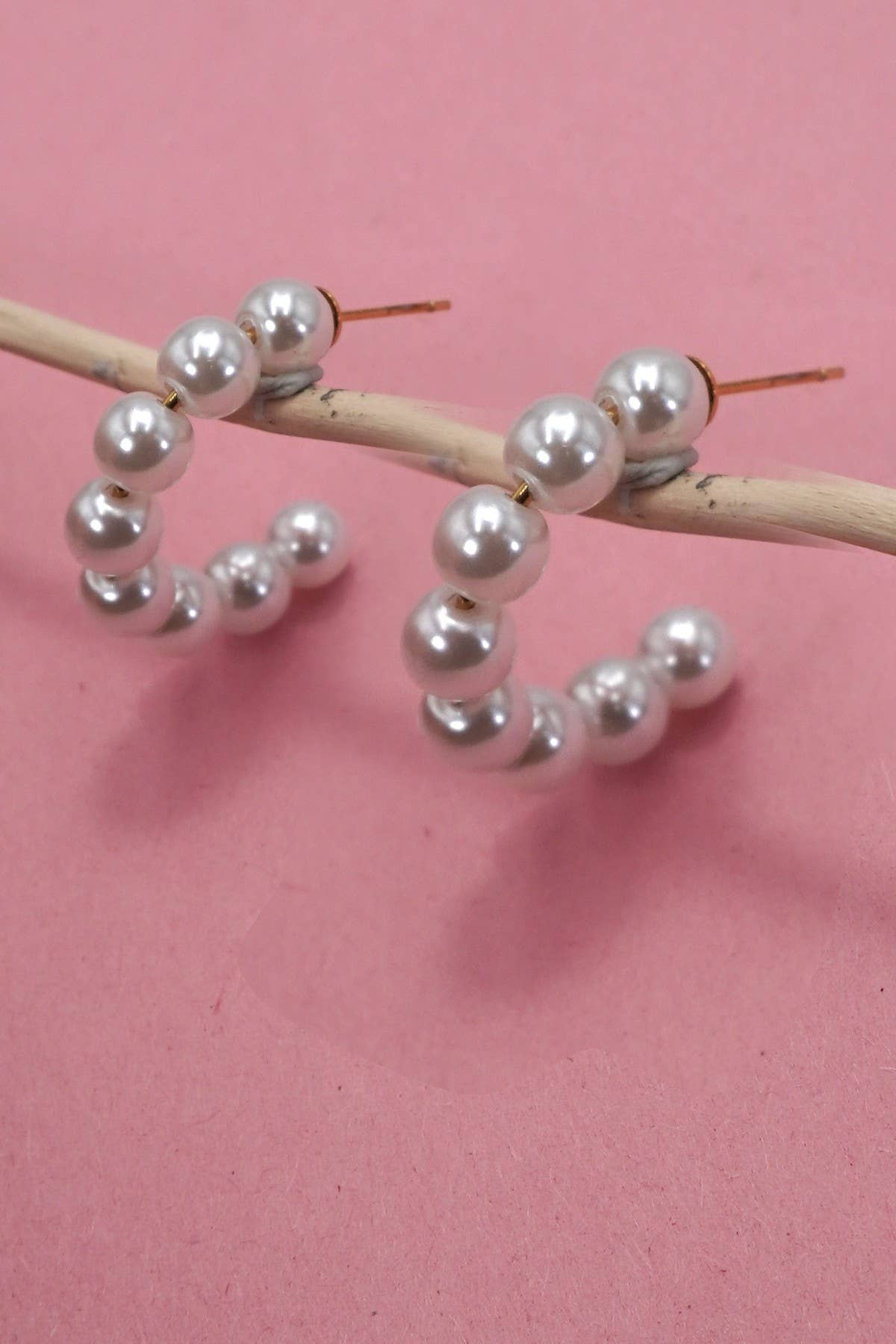 PEARL BEADED  HOOP EARRINGS | 40E380: GOLD