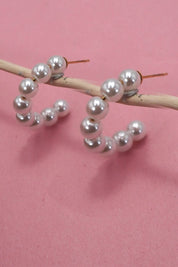 PEARL BEADED  HOOP EARRINGS | 40E380: GOLD