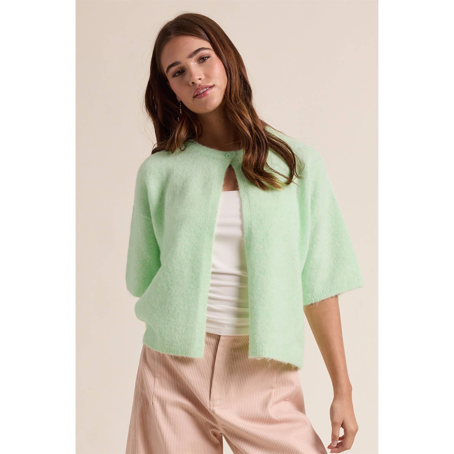 Mint Green Single Button Cape Sweater