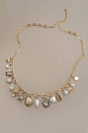CHARM NECKLACE-SEA SHELL STARFISH PEARL CHARM