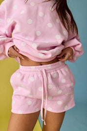 Pink & White Polka Dot Fleece Set