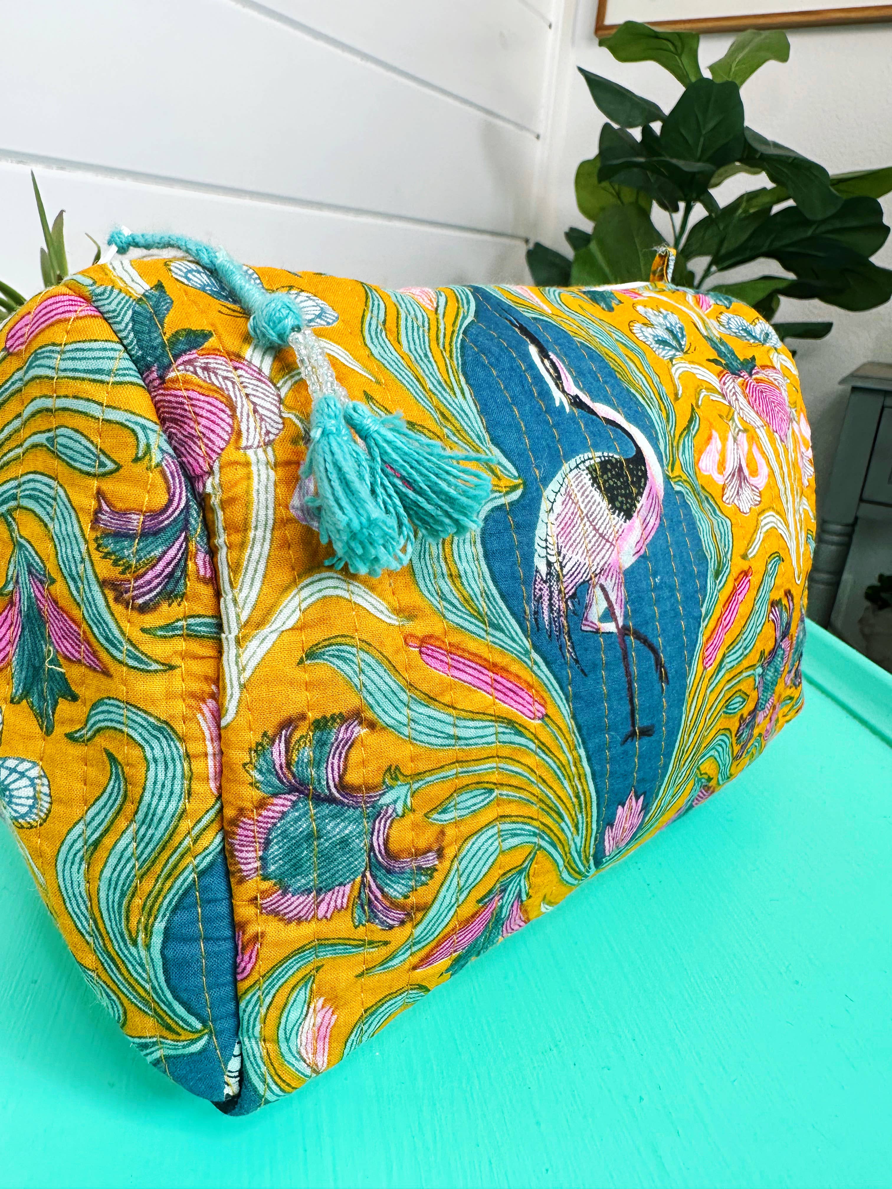 Peacock Quilted Makeup Bag
