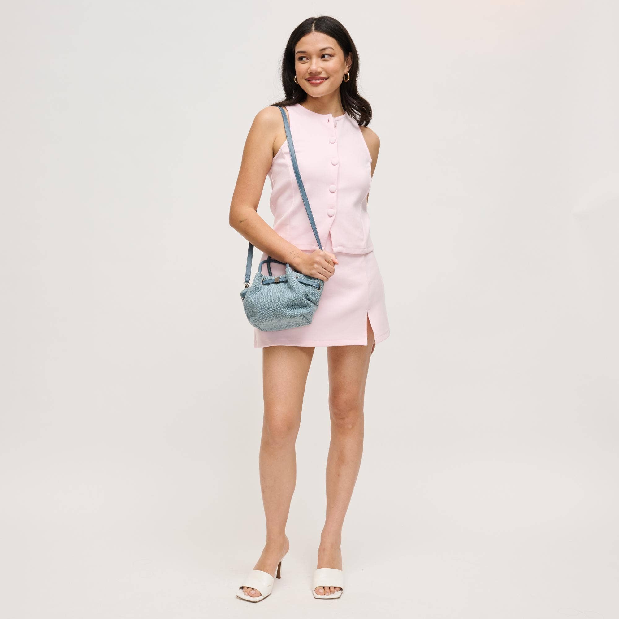 Blue Denim Cinched Crossbody Bag