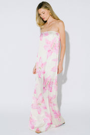 Floral Print Strapless Maxi Dress