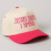 Jesus Saves I Spend Trucker Hat/ Hot Pink