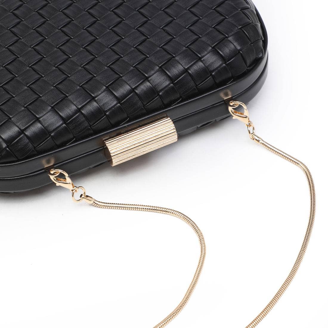 Black Woven Oval Evening Bag