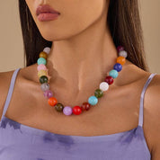 Multicolor Marbled Bead Necklace