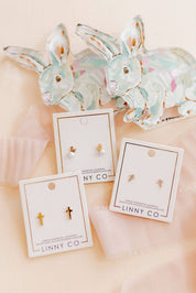 Stud Earrings Clara Cross Gold Sparkle