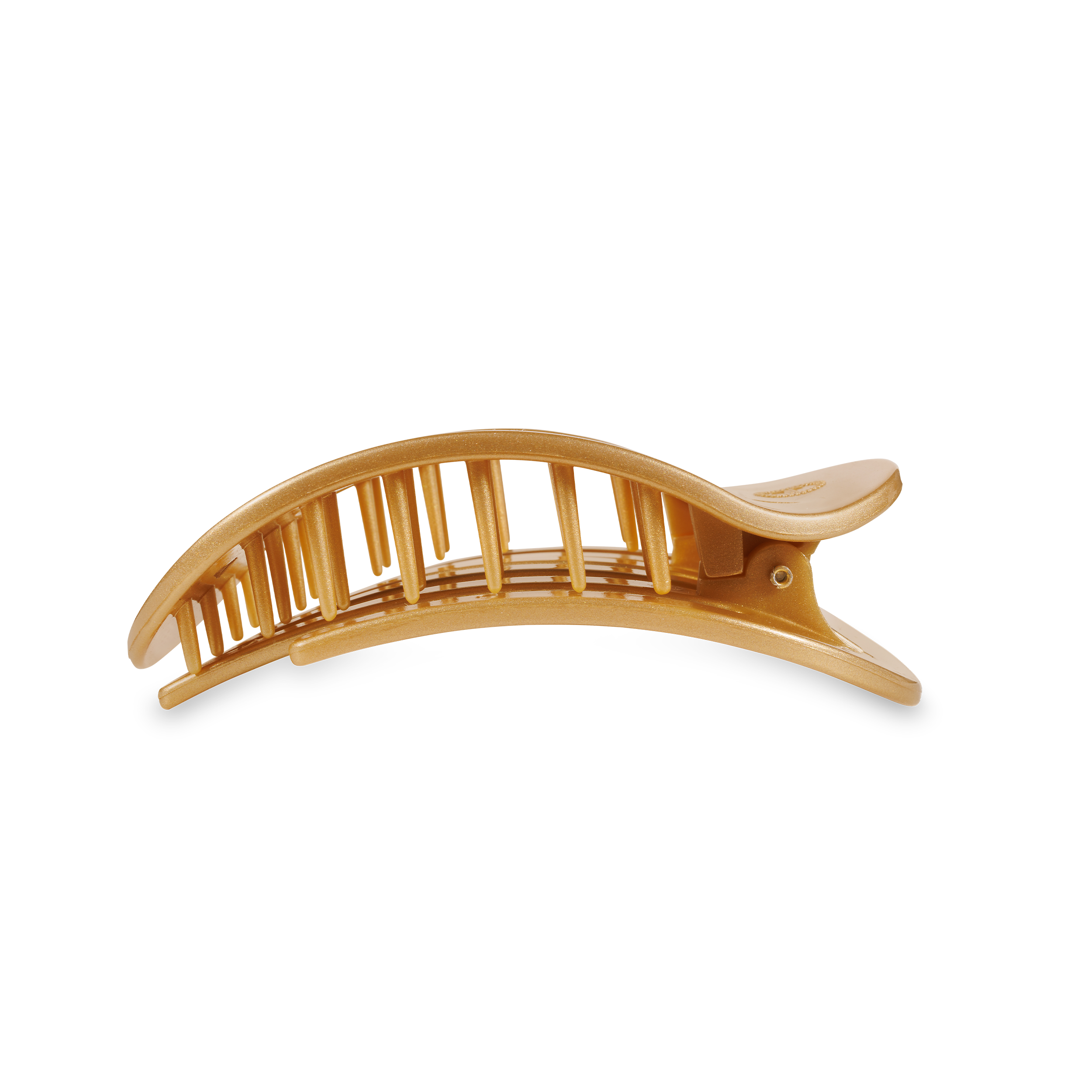 Flat Round Hair Clip | Medium | Champagne Toast showing bendable teeth for a secure yet gentle hold