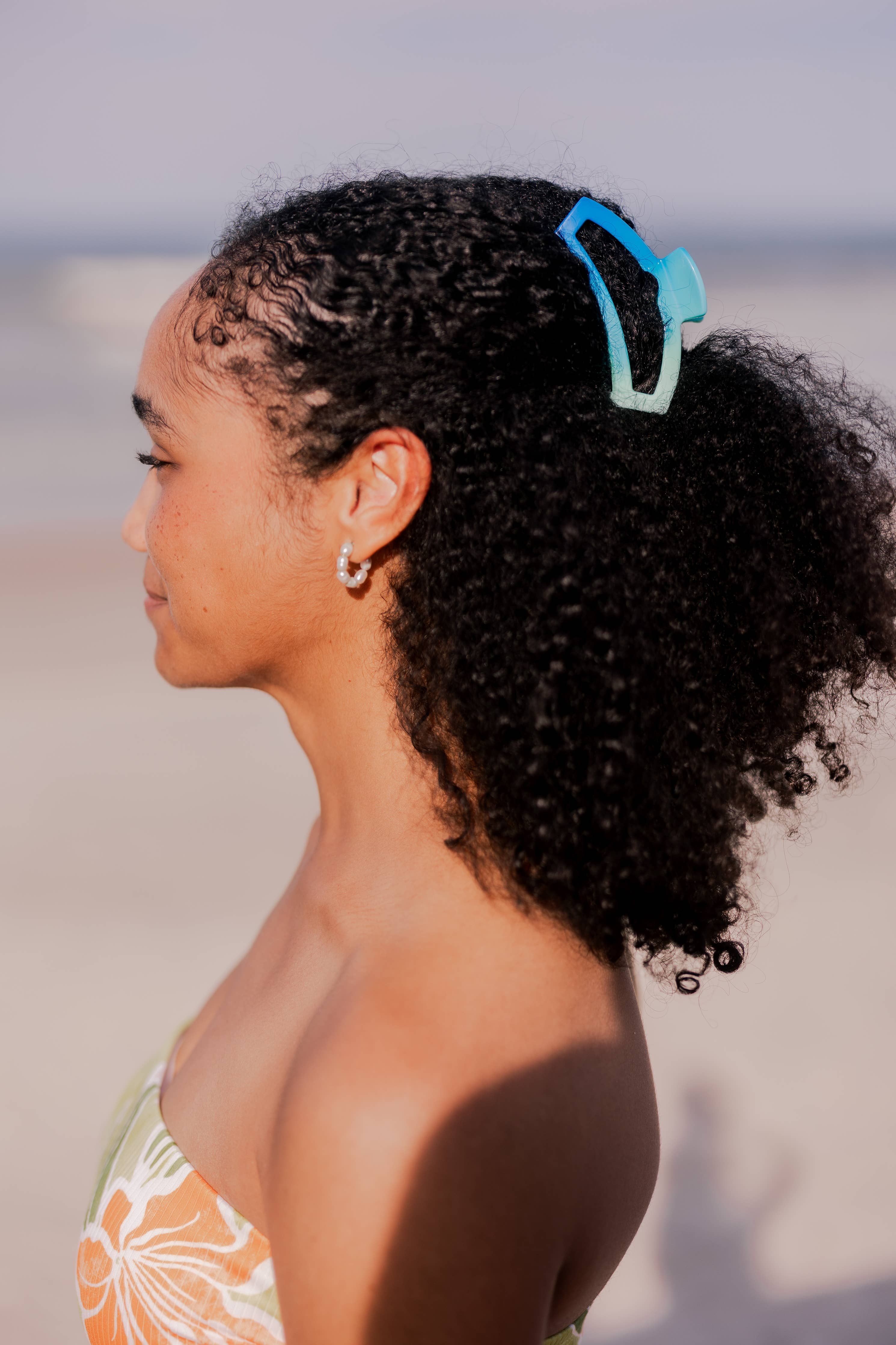 Open Hair Clip | Medium | Poolside showing mint green to bright blue ombre gradient