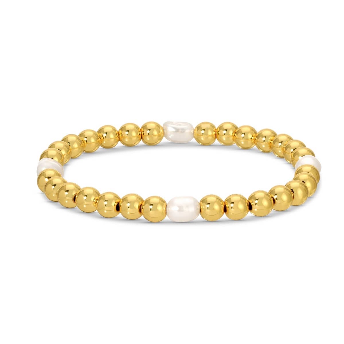 6mm Stretch Bead Bracelets with Large Pearl Accents showing 6mm stretch bead bracelets
