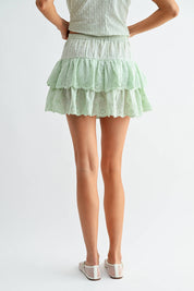 Green Eyelet Top and Skirt Set