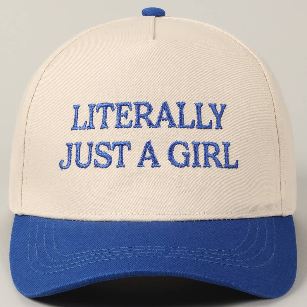 Literally Just A Girl Embroidery Two Tone Trucker Hat: FUCHSIA / ONE SIZE
