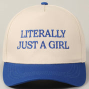Literally Just A Girl Embroidery Two Tone Trucker Hat: FUCHSIA / ONE SIZE