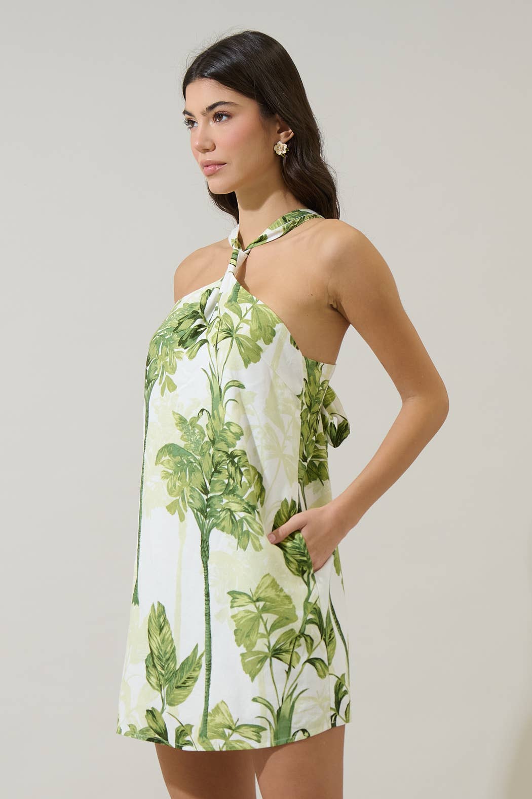 Palmet Tropical Amory Halter Mini Dress