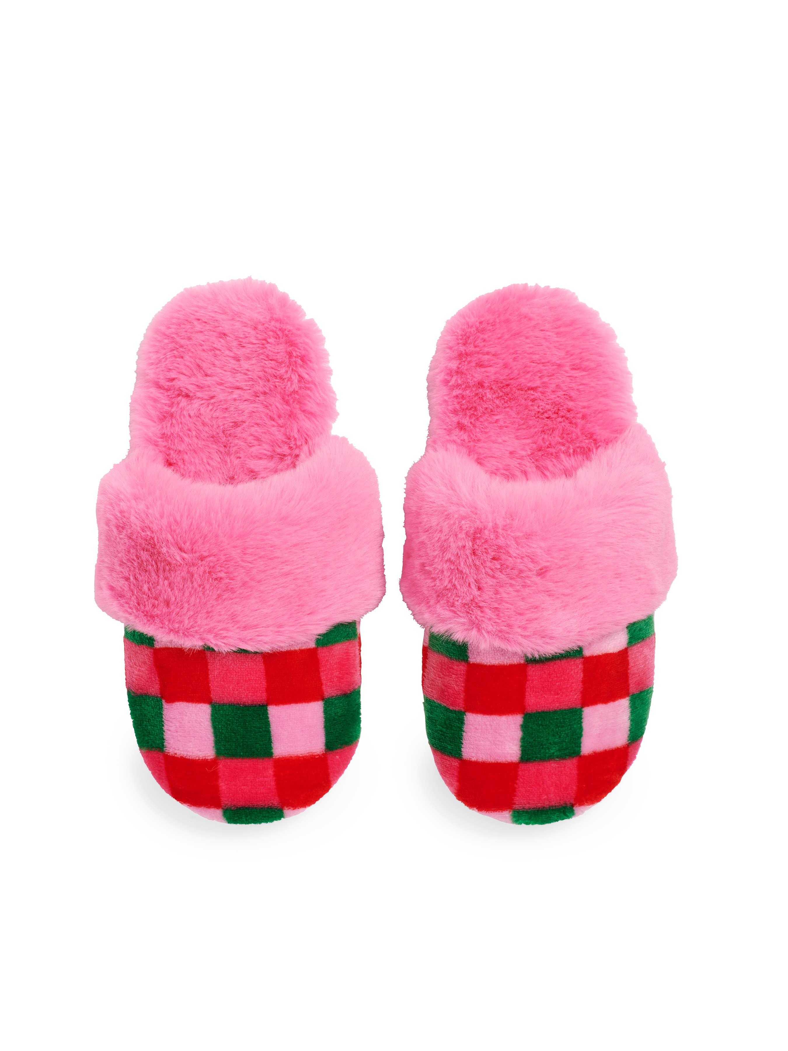 Pink Checkered Slippers