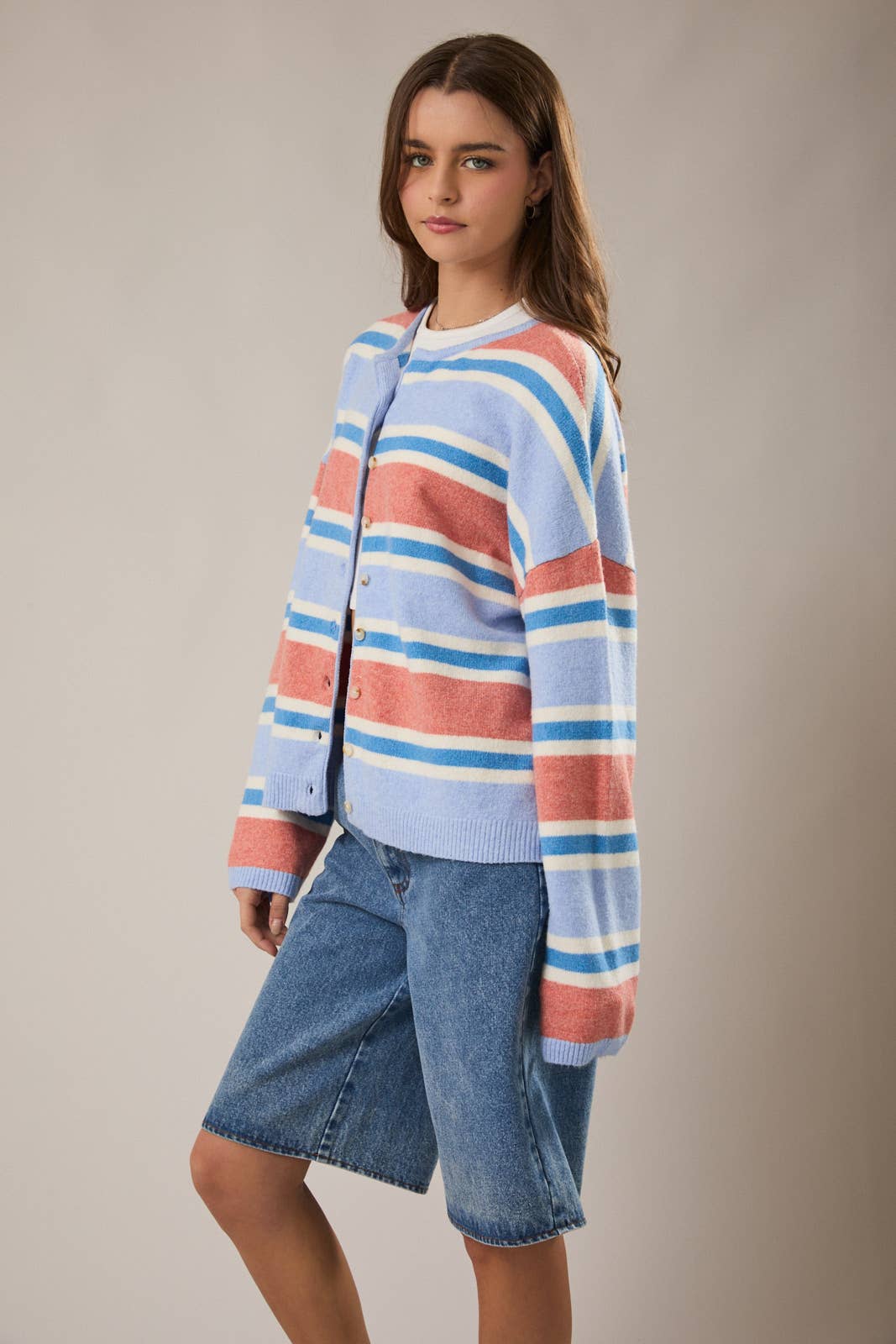 Blue & Orange Striped Cardigan