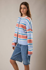 Blue & Orange Striped Cardigan