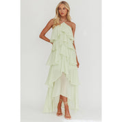 Green Halter Neck Ruffled Maxi Dress