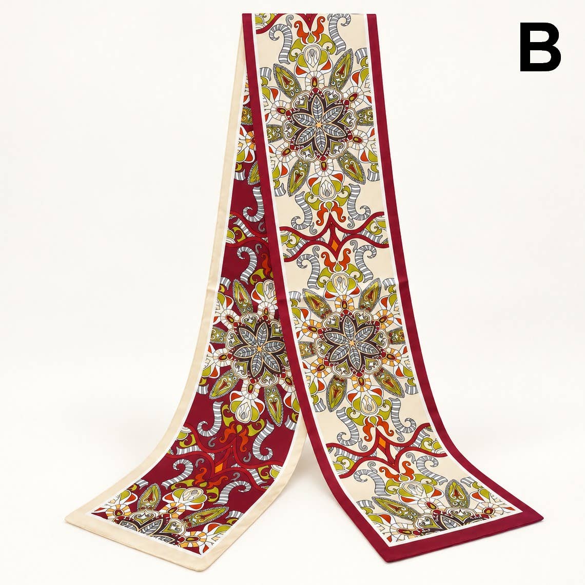 Red Floral Skinny Twilly Scarf