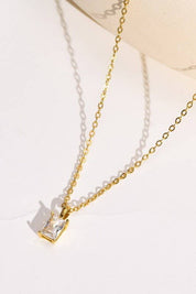 Crystal Clear Glass 18K Stainless Steel Necklace