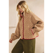 Printed Sherpa Button Up Jacket