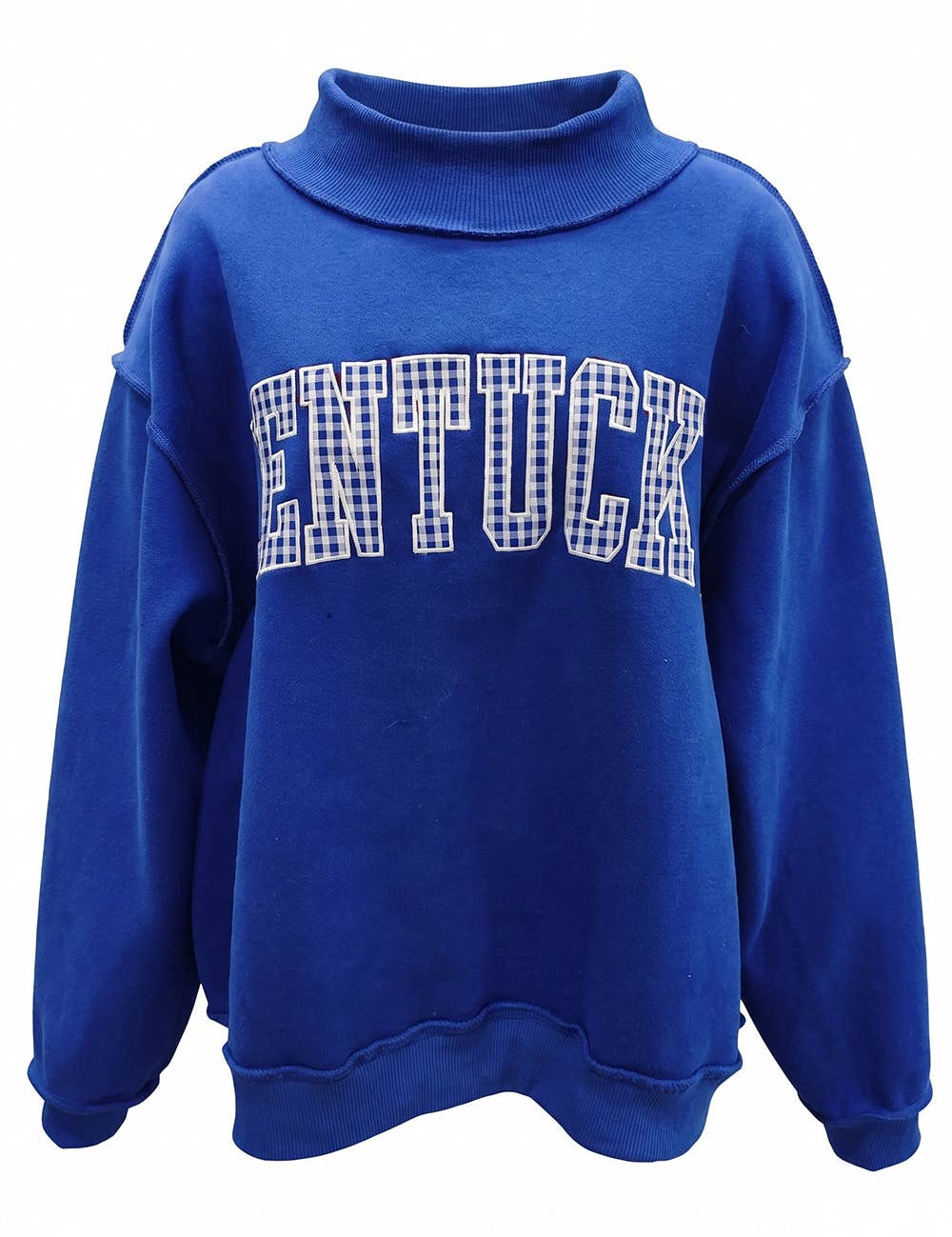 Blue Gingham Kentucky Mockneck