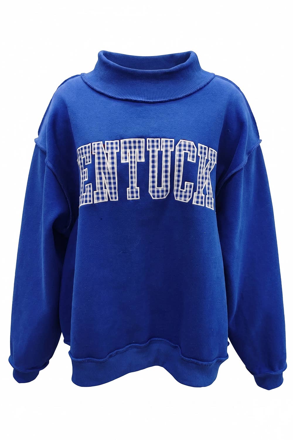 Blue Gingham Kentucky Mockneck