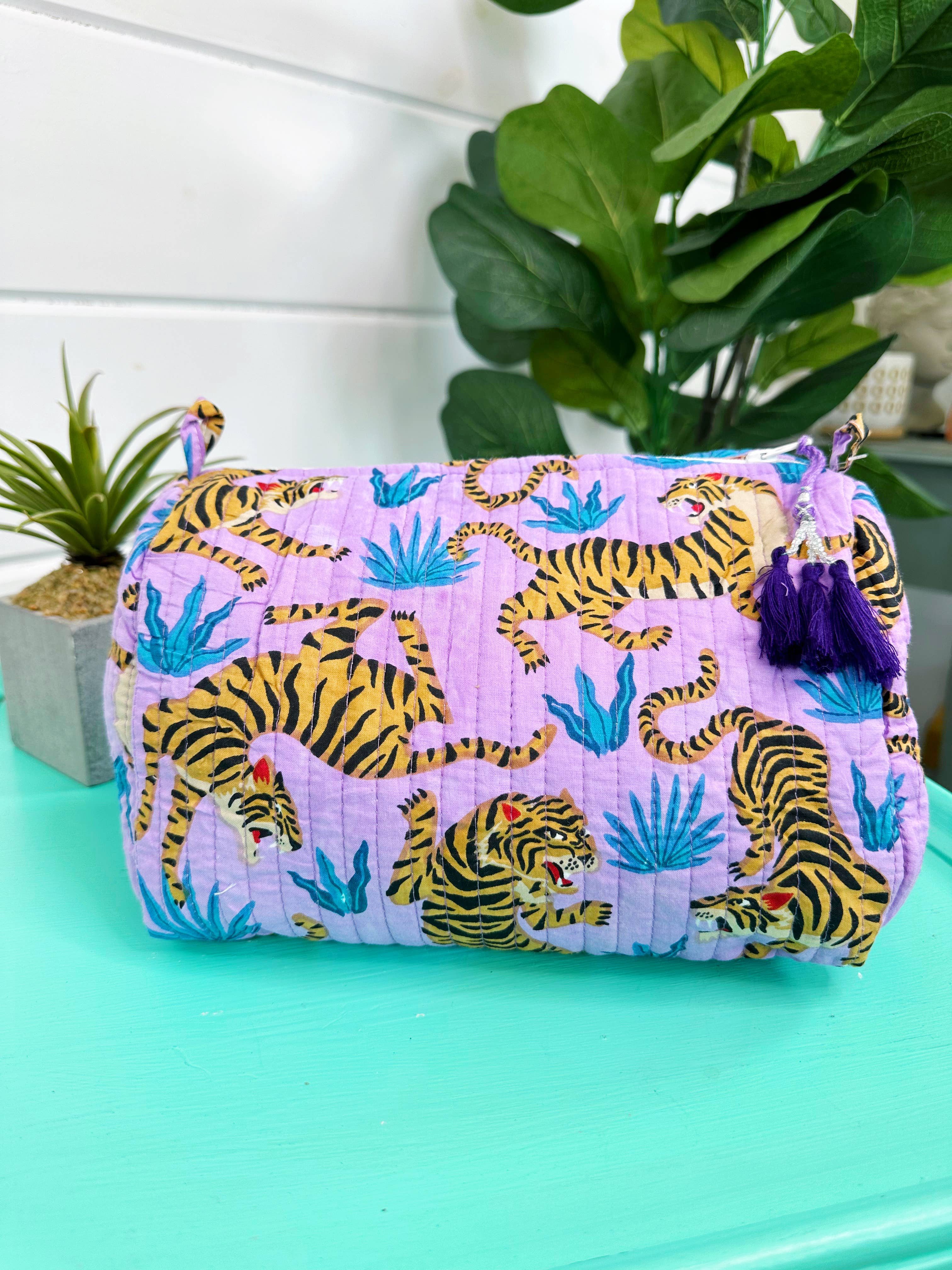 Cosmetics Bag | Quilted Makeup Bags | Toiletry Bag  | Tigers