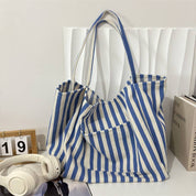 Blue Striped Tote Bag