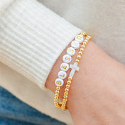 4mm Stretch Breaded Bracelet w/ Cross