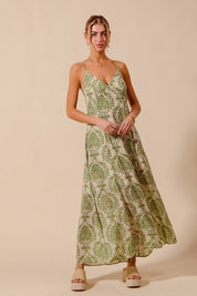 Sage Green Floral Maxi Dress