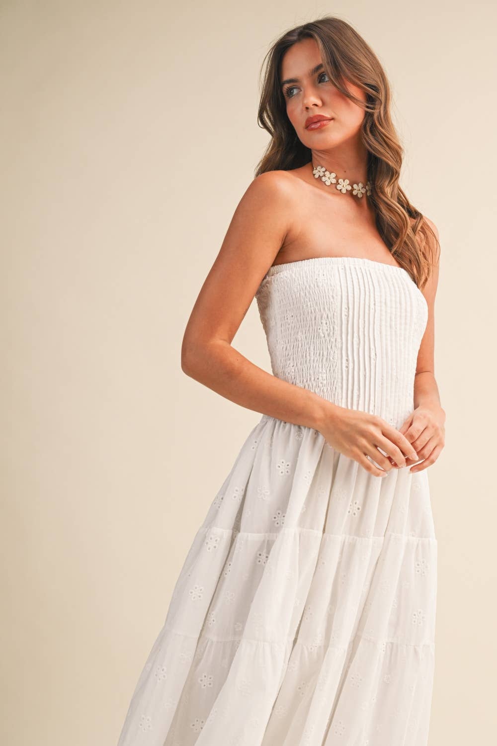 Pink Pleated Layered Midi Dress