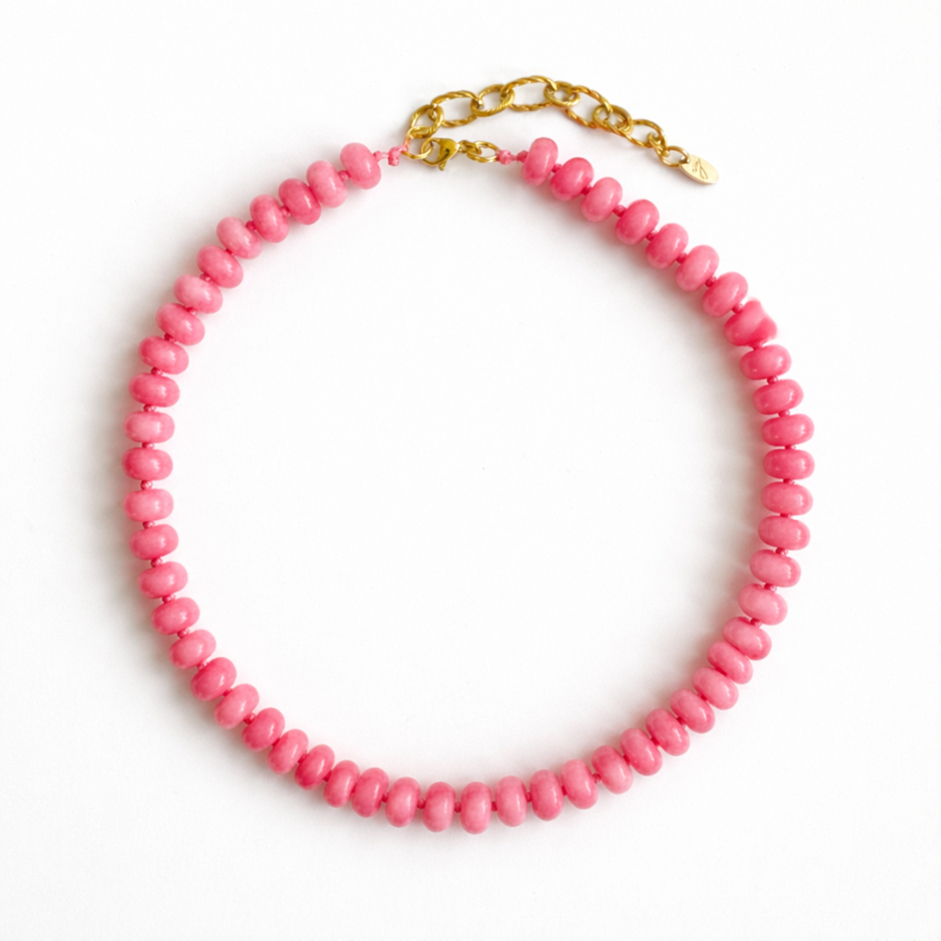 Pink Refined Stone Bead Necklace