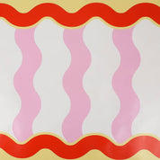 Groovy Waves Paper Table Runner (25 foot, cut to fit) showing roll approx. 25 ft l x 20" h