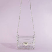 Clear Studded Crossbody Stadium Bag With Chain Strap