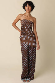 Brown Polka Dot Wide Leg Pants