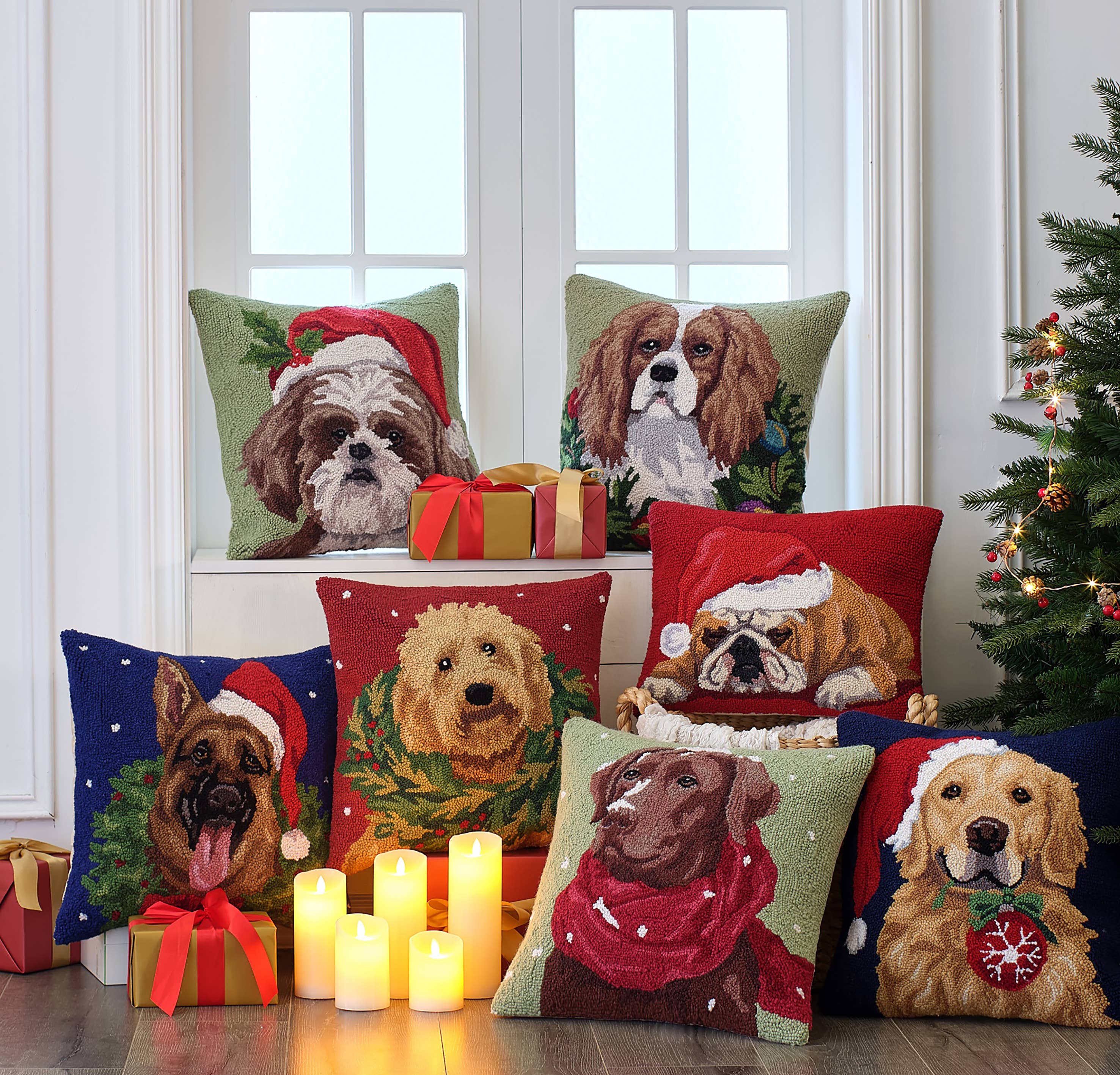 Snowy Chocolate Lab Hook Pillow