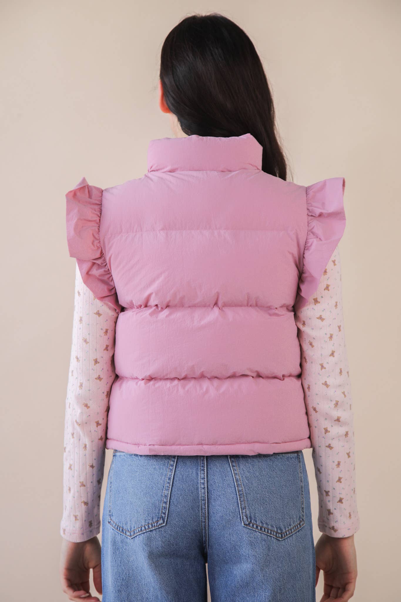 Pink Front Bow Puffer Vest