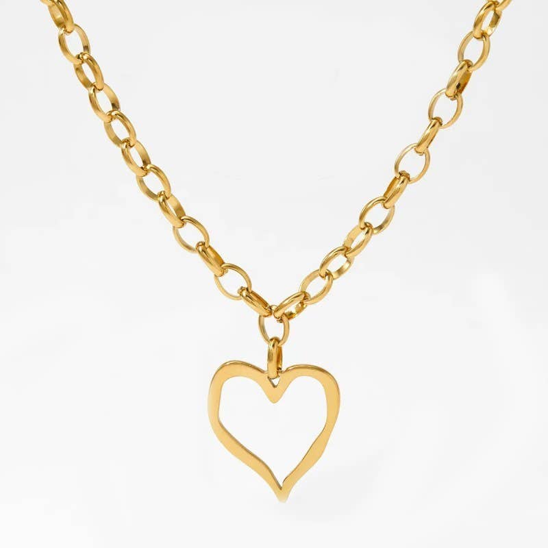 Gold 18K Stainless Steel Heart Necklace