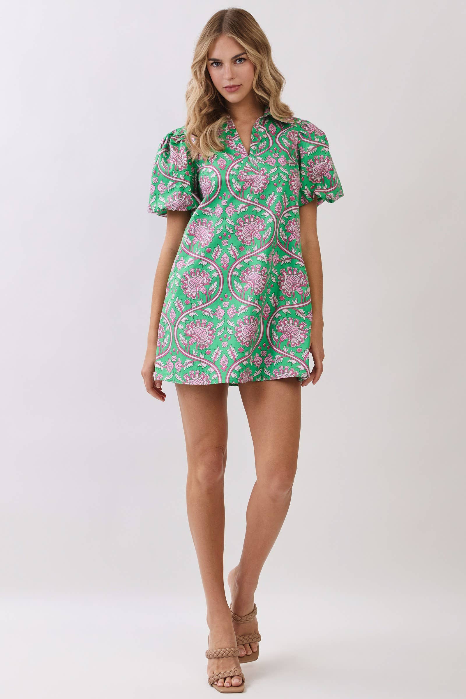 Green Paisley Mini Dress