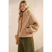 Printed Sherpa Button Up Jacket